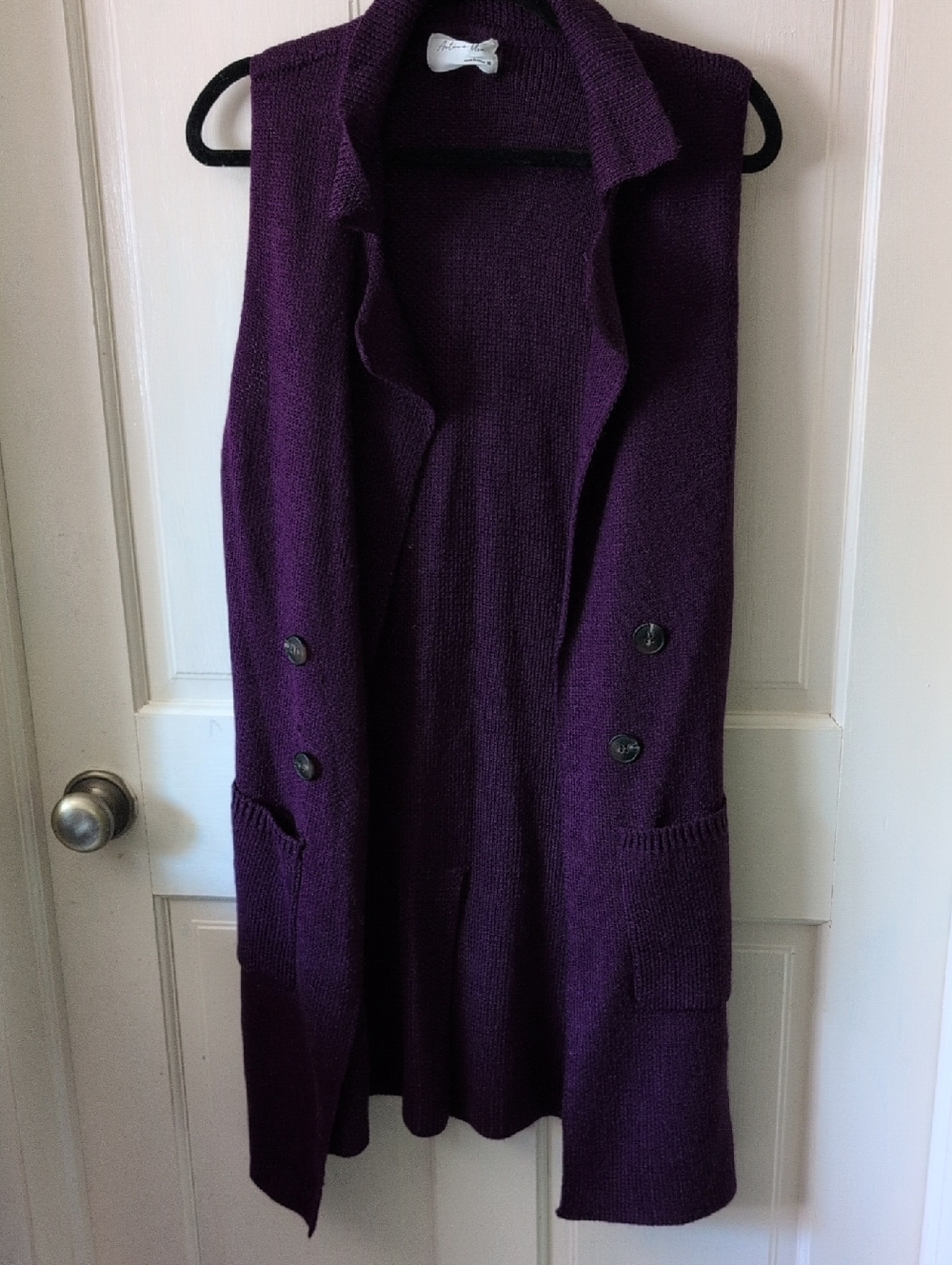 Active USA Purple Sleeveless Knit Cardigan Vest